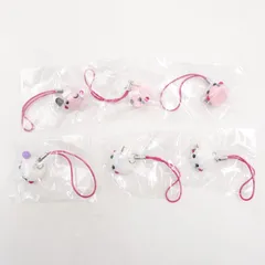 ばたんきゅ～！ほっぺちゃん ストラップ 6種 未使用 サン宝石 SUNHOSEKI マスコット ピンク 白