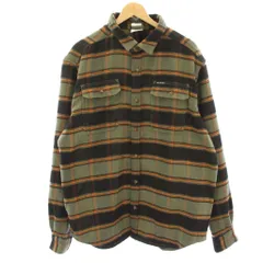 コロンビア Columbia ネルシャツ シャツジャケット L 緑 グリーン 黒 ブラック チェック 長袖 /HN