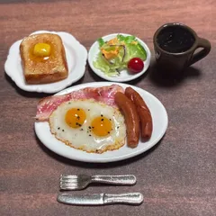 ミニチュア　朝食セット　カップ（茶色）