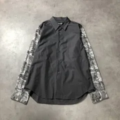 GQ4984◇BLACK COMMEdesGARCONS : 袖切替シャツ◇S◇グレー系 ブラック コムでギャルソン 長袖シャツ 迷彩のサムネイル