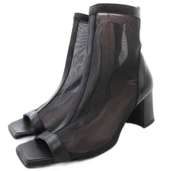 銀座かねまつ GINZA Kanematsu メッシュブーツ シューズ オープントゥ ハイヒール 23.5cm 黒 ブラック /AE