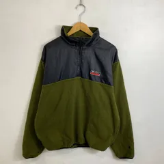 90s champion チャンピオン ハーフジップ フリース プルオーバー 切替 ロゴ ラバー 古着 VINTAGE グリーン ブラック L C681