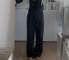 ザラ)新サテン ハイウエスト プリーツパンツ XS (S)