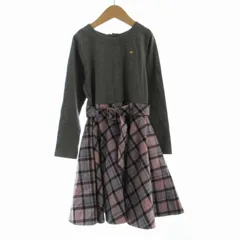 ケイトスペード KATE SPADE 子供服 女の子 フレアワンピース ひざ丈 チェック ベルト付き 長袖 130 グレー ピンク 8723314-158 /RO