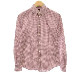 ラルフローレン RALPH LAUREN SLIM FIT ボタンダウンシャツ カジュアルシャツ ギンガムチェック スモールポニー 長袖 2 赤 レッド 白 ホワイト /HN