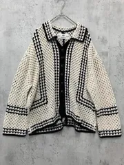 PUAL CE CIN ピュアルセシン 0232050020 配色カギ針編み風襟付き カーディガン sizeF/ホワイト系 ■■ レディース