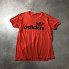 GQ4997◇adidas : 80's Vintage リンガーTシャツ◇赤系 トレフォイルロゴ 両面プリント