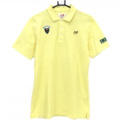 マスターバニー 半袖ポロシャツ イエロー 地模様 ワッペン メンズ 6(XL) ゴルフウェア MASTER BUNNY EDITION