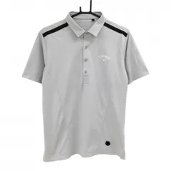 【超美品】キャロウェイ 半袖ポロシャツ ライトグレー 地模様 ロゴ刺しゅう メンズ L ゴルフウェア Callaway
