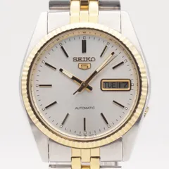 ⭐SEIKO セイコー5 新品風防 7009-3110 自動巻き デイデイト シルバー文字盤 ツートン ゴールドベゼル メンズ腕時計 ビンテージ 時計 動作品