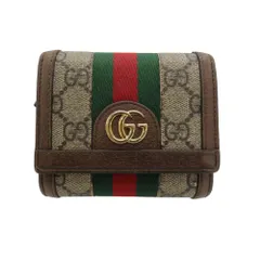 【中古】 GUCCI グッチ 598662 オフィディア GGスプリーム 二つ折り財布 シェリーライン ベージュ エボニー レディース メンズ ユニセックス  A2601280 【無料ギフトラッピング承ります】