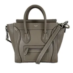 美品 CELINE セリーヌ ラゲージナノショッパー ハンドバッグ レザー グレージュ レディース 2WAY【中古】【送料無料】