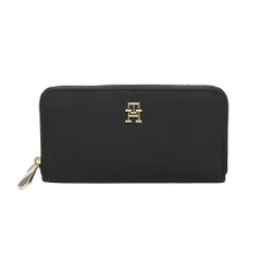 【ギフト対応可】トミーヒルフィガー TOMMY HILFIGER 長財布 POPPY LARGE ZA BLACK GOLD ラウンドファスナー ブラック ゴールド レディース おしゃれ 人気 ブランド 誕生日 記念 プレゼント ギフト 送料無料