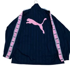 ✨希少 人気カラー✨PUMA プーマ トラックジャケット トレーニング ジャケット ピンク PINK ネイビー NAVY 濃紺 ジャージ Y2K L 人気カラー レア 希少 入手困難 大きいサイズ L ～ O シャドーストライプ