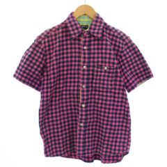 ステューシー STUSSY シャツ 半袖 チェック柄 M 紺 ピンク /BM