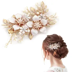 [micoi] ヘアアクセサリー かんざし 簪 髪留め ヘアクリップ パール 桜 真珠 髪飾り 結婚式 入学式 留袖 ドレス 和装 洋装 母 花 ピンクゴールド