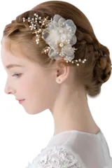 ヘアアクセサリー 髪飾り ボックス入り 発表会 結婚式 [ARCADY] 子供 大人も使える 職人の手作り ヘッドドレス (シフォンフラワー)