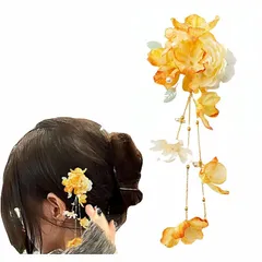 髪飾り 和装小物 着物小物 花 さりげないオシャレ 浴衣 着物 和装 小物 小ぶり (イエローオレンジ)