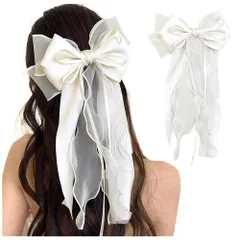 FASELE ヘアクリップ バレッタ 長いリボン 蝶結び 髪留め ロリター Lolita 可愛い キュート 髪飾り 元気 女性 おしゃれ 日常 通勤通学 誕生日 発表会 結婚式 卒業式 入学式 パーティー 記念日 プレゼント