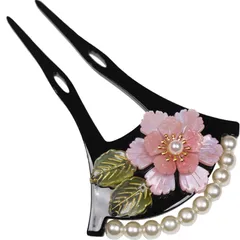 [TOuWA] かんざし バチ型 和装髪飾り 扇型 二本挿し 着物 留袖 浴衣 袴 振袖 卒業式 結婚式 ブライダル お正月 ギフト 専用ケース付 （牡丹 桃 ）