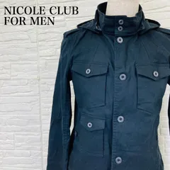 NICOLE CLUB FOR MEN ミリタリーコート フード 裾 着脱可能 3way 黒 46 0366K