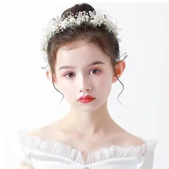 YFFSFDC 髪飾り カチューシャ フラワー ヘアバンド ヘッドドレス 女の子 花嫁 花冠 パール ウェディング パーティー 発表会 入学式 卒業式 ホワイト