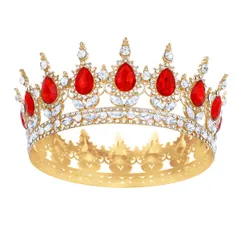 DIFEIUKI バロッククラウン 王冠 ティアラ 結婚式 ティアラ ウエディング 髪飾り ブライダル 花嫁 姫系 カミカザリ 記念写真 ヘアアクセサリー 披露宴 発表会 イベント パーティー 女王 キング クラウン ゴールド