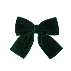ベロア リボン バレッタ ヘアアクセサリー (グリーン)