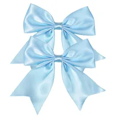 GFun 髪飾り リボン 小さめ 子供 サテン チア 2個セット クリップ ヘアアクセサリー バレッタ 袴 卒園式 結婚式 発表会 浴衣 洋服 ベビーブルー