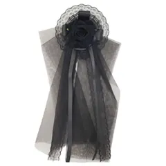 [Ｕｃｃｅｌｌｉｎｏ] バラ ヘッドドレス 髪飾り ローズ ロリータ ゴスロリ クリップ ブローチ ピン 地雷系 レース リボン 薔薇 (ブラック)