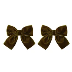 ベロア リボン バレッタ 2個セット 10色展開 ヘアクリップ 髪飾り レディース キッズ 可愛い 上品 発表会 結婚式 入園式 卒園式 ブラック ピンク ブラウン レッド(クリップ) (ブラウン)