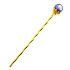 Sea drop かんざし 簪 光る ホタルガラス とんぼ玉 マリンパープル 14mm 蓄光 ゴールド 一本挿し 髪飾り 和風 浴衣 着物 和装 ヘアアクセサリー [257ht-g]