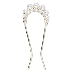 [Miaomyao] かんざし u字型 髪飾り 和装 浴衣 留袖 着物 ヘアアクセサリー パール シンプル アンティーク フラワー ゴールド ミャオミャオ