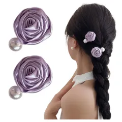 FASELE ヘアクリップ バレッタ ヘアピン パール エレガント 薔薇の花 立体 上品 優しい 髪飾り 可愛い 女性 シンプル 優雅的 おしゃれ 日常 通勤通学 誕生日 発表会 結婚式 卒業式 入学式 パーティー 記念日 プレゼント 2個セット
