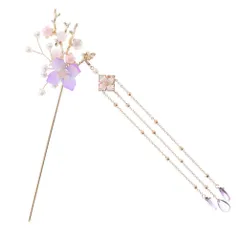 FRCOLOR レトロスタイル 一本簪 パール象眼 タッセル付き 和風髪飾り 7.9インチ ロングヘア向け 普段使い 和装に最適