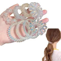 ZHEJIA ヘアゴム スプリングヘアゴム （8点セット） 髪ゴム 跡がつかない ヘアリング 人気 可愛い おしゃれ ヘアアクセサリー 髪留めゴム レディース ポニーテール ヘアアレンジ 髪飾り