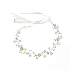 髪飾り クリスタルビーズ 花 ヘッドドレス 花冠 ヘアアクセサリー 結婚式 披露宴 発表会 卒業式 パーティー 和装 写真 撮影