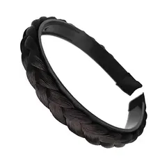 三つ編みカチューシャ 編み込み風 ヘアバンド 簡単 ヘアアレンジ 髪飾り 付け髪 偽髪 大人 可愛い ナチュラル ブラウン 黒色 黒棕髪色 ロング ショート 対応 和装 浴衣 お祭り 結婚式 パーティー 日常使い 手軽 時短 (ブラック, スタンダード)