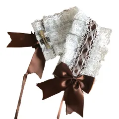 ロリータ レース レディース カチューシャ フリル ゴスロリ リボン コスプレ 髪飾り ヘアアクセサリー 萌え キュート メイドカフェ【J's select】 (茶)