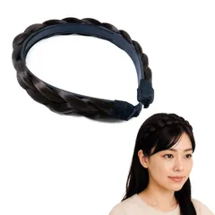 三つ編み カチューシャ【ダークブラウン】 茶色 ヘアアクセサリー 三編み 髪飾り 可愛い ヘアバンド ヘアアレンジ おしゃれ 編み込み 痛くない 自然 きらきらぷんぷん丸 HEK-009