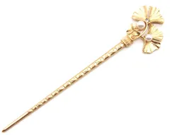 [Miaomyao] かんざし 一本 髪飾り 浴衣 和装 着物 パール アンティーク 銀杏 ジルコニア ゴールド ヘアアクセサリー