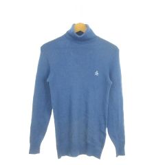 マンシングウェア MUNSINGWEAR GrandSlam ニット セーター ゴルフ ウール 2 青 ブルー タートルネック 長袖 リブ編み /MN32 ■GY99
