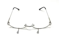 [TOKYO GOODS MARKET] 【ぴゅありぼん】 チャーム 付き レンズなし オーバル ハーフリム 伊達メガネ 下フレーム ファッションメガネ 萌えメガネ フリーサイズ (シルバー)