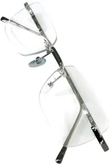 [ブリスレザー] シルバー×クリア 伊達 メガネ 長方形 スクエア型 デザイン リムレス メンズ レディース フレーム無し フチなし グラサン サングラス 度なし 色付き 透明 クリア 四角 スクエア クロブチ 黒ぶち 黒縁 眼鏡 軽い 軽量 だてめがね 目に