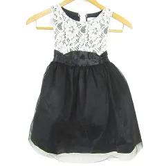 キャサリンコテージ Catherine Cottage ノースリーブ ワンピース ドレス チュール コットン 110 ブラック ホワイト レース kz13741