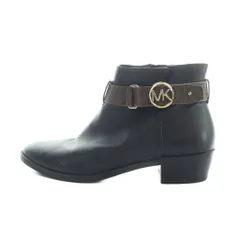 マイケルコース MICHAEL KORS ショートブーツ ロゴ レザー チャンキーヒール 黒 ブラック ■GY11 /MQ