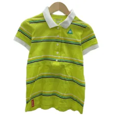 ルコックスポルティフ le coq sportif ゴルフウエア ポロシャツ 半袖 M 黄 ボーダー柄 ロゴ刺繍 /SY28 ■GY61