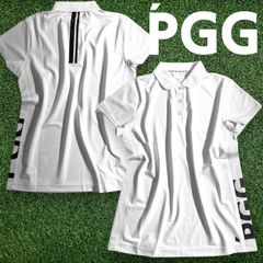 PGG by PEARLY GATES ピージージー パーリーゲイツ ゴルフ 吸水速乾×高通気性 6口鹿の子 サイドロゴ 無地 ストレッチ 半袖 ポロシャツ ゴルフウェア レディース 269-2260702 定価1.8万 ホワイト  ▲021▼50806w10