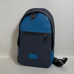 2603-62｜美品｜コーチ ボディバッグ レザー ネイビー×ブルー