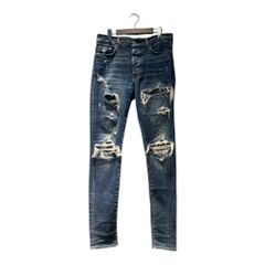 本物 極美品 アミリ レザーパッチ サファリ×チーター デニムパンツ ジーンズ 正規品 極美品 アミリ レザーパッチ サファリ×チーター デニムパンツ